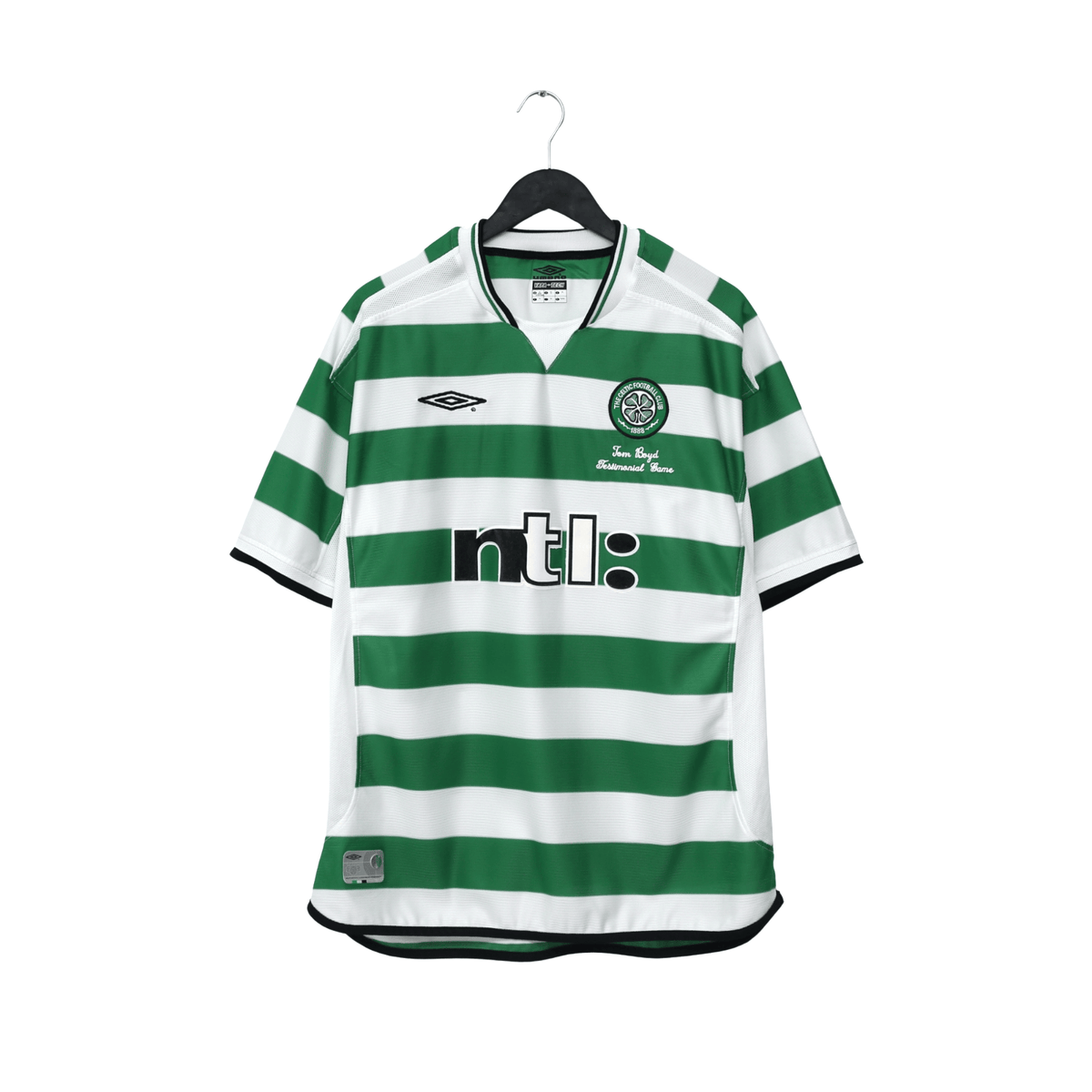 2001 Moravcik #10 Celtic Umbro Home Football Shirt (XL) Tom Boyd Testimonial