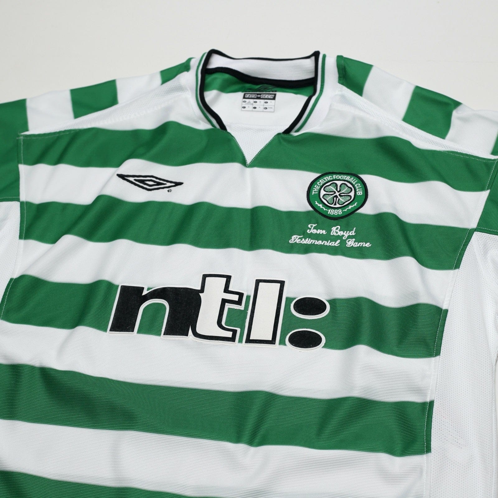 2001 Moravcik #10 Celtic Umbro Home Football Shirt (XL) Tom Boyd Testimonial