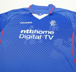 2002/03 de Boer #14 Rangers Vintage Diadora Home Football Shirt Jersey (XXL)