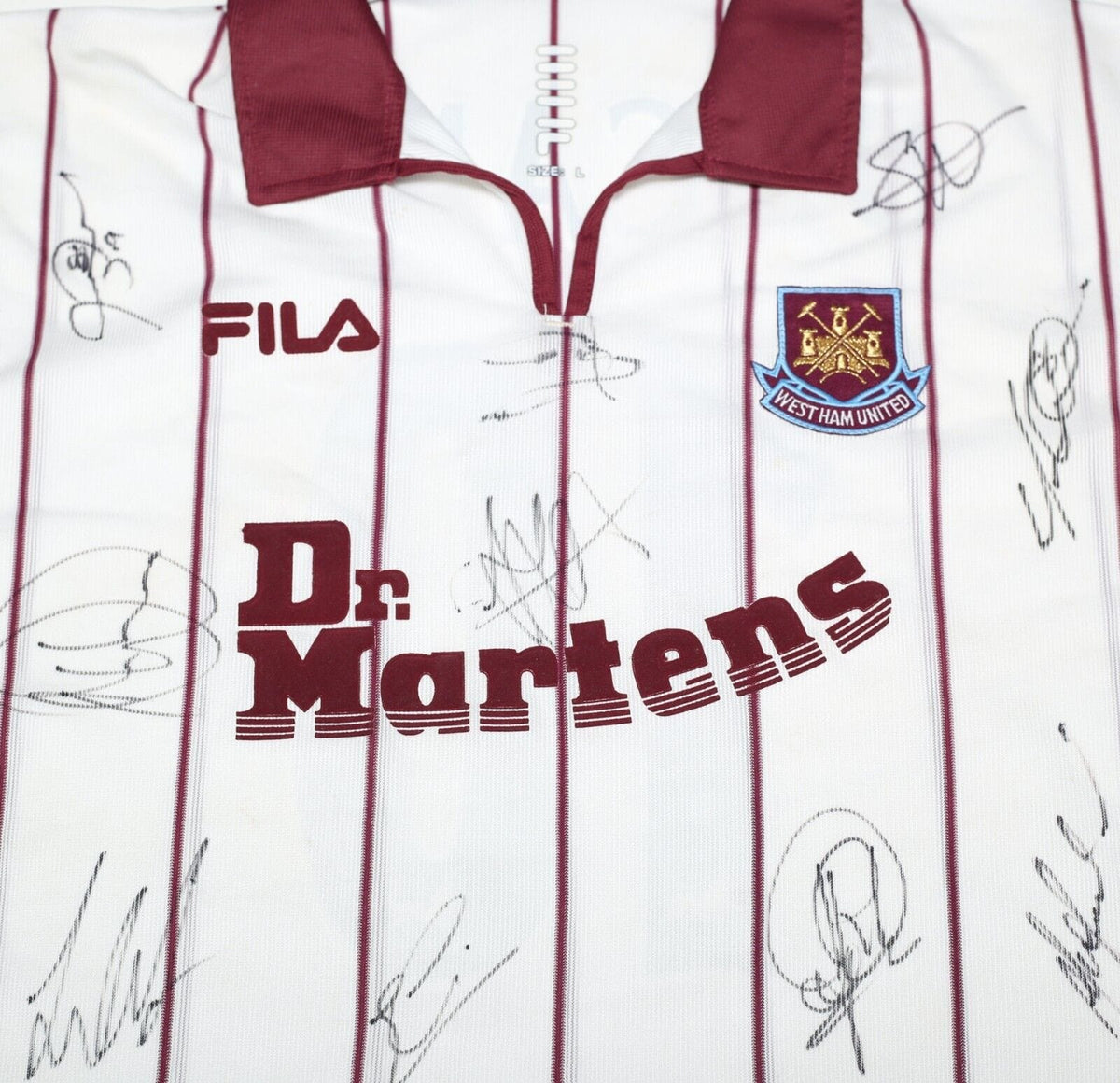 2002/03 DI CANIO #10 West Ham United FILA Away SIGNED Football Shirt (L) BNWOT