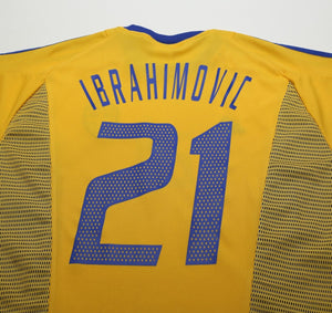 2002/03 IBRAHIMOVIC #21 Sweden Vintage adidas WC 02 Home Football Shirt (XL)