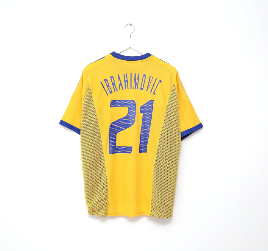 2002/03 IBRAHIMOVIC #21 Sweden Vintage adidas WC 02 Home Football Shirt (XL)
