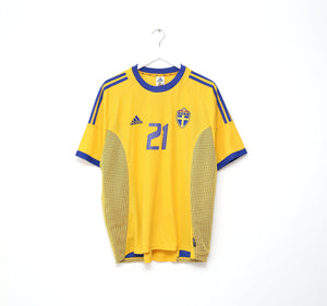 2002/03 IBRAHIMOVIC #21 Sweden Vintage adidas WC 02 Home Football Shirt (XL)