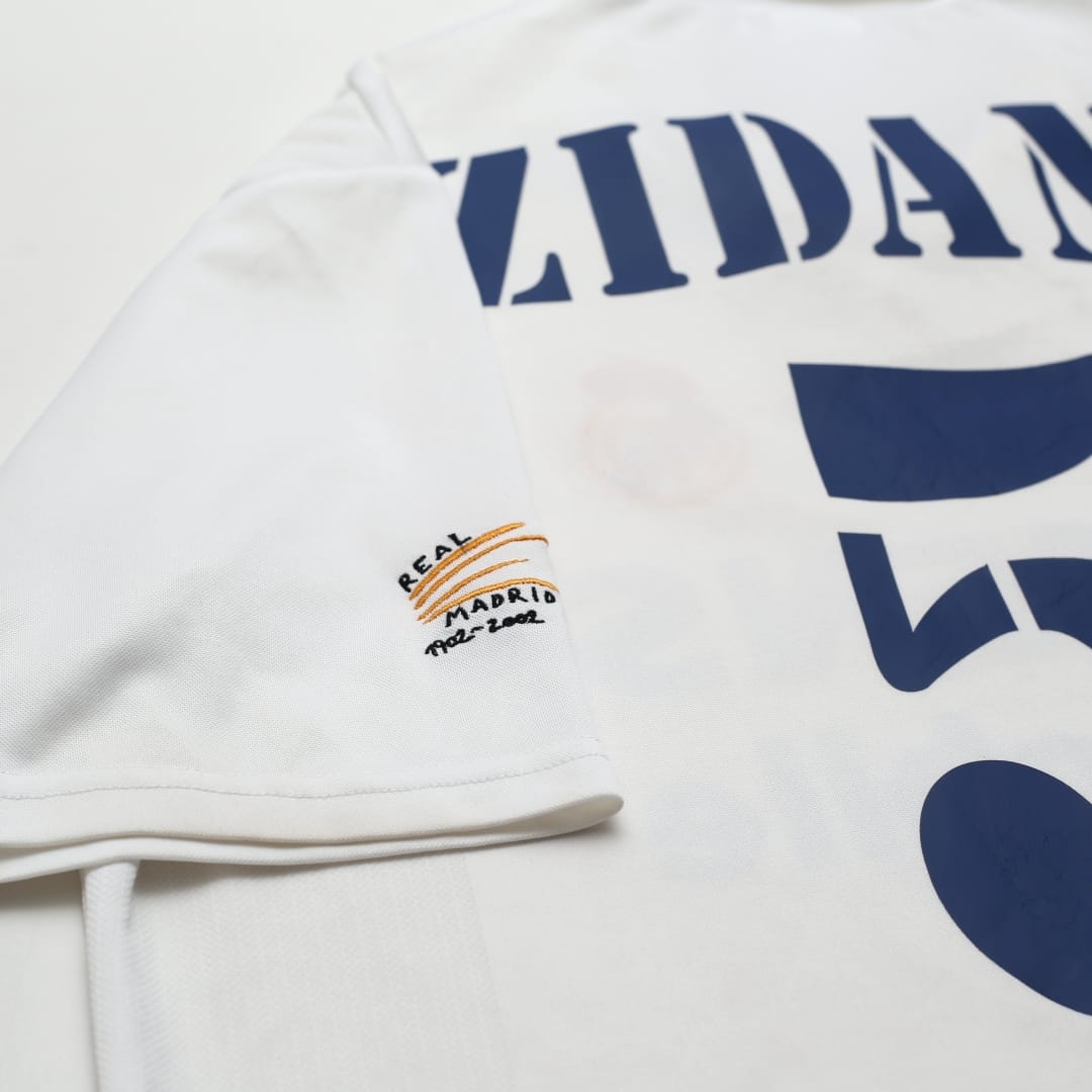 2002/03 Zidane #5 Real Madrid Vintage adidas Centenary Home Football Shirt (M)