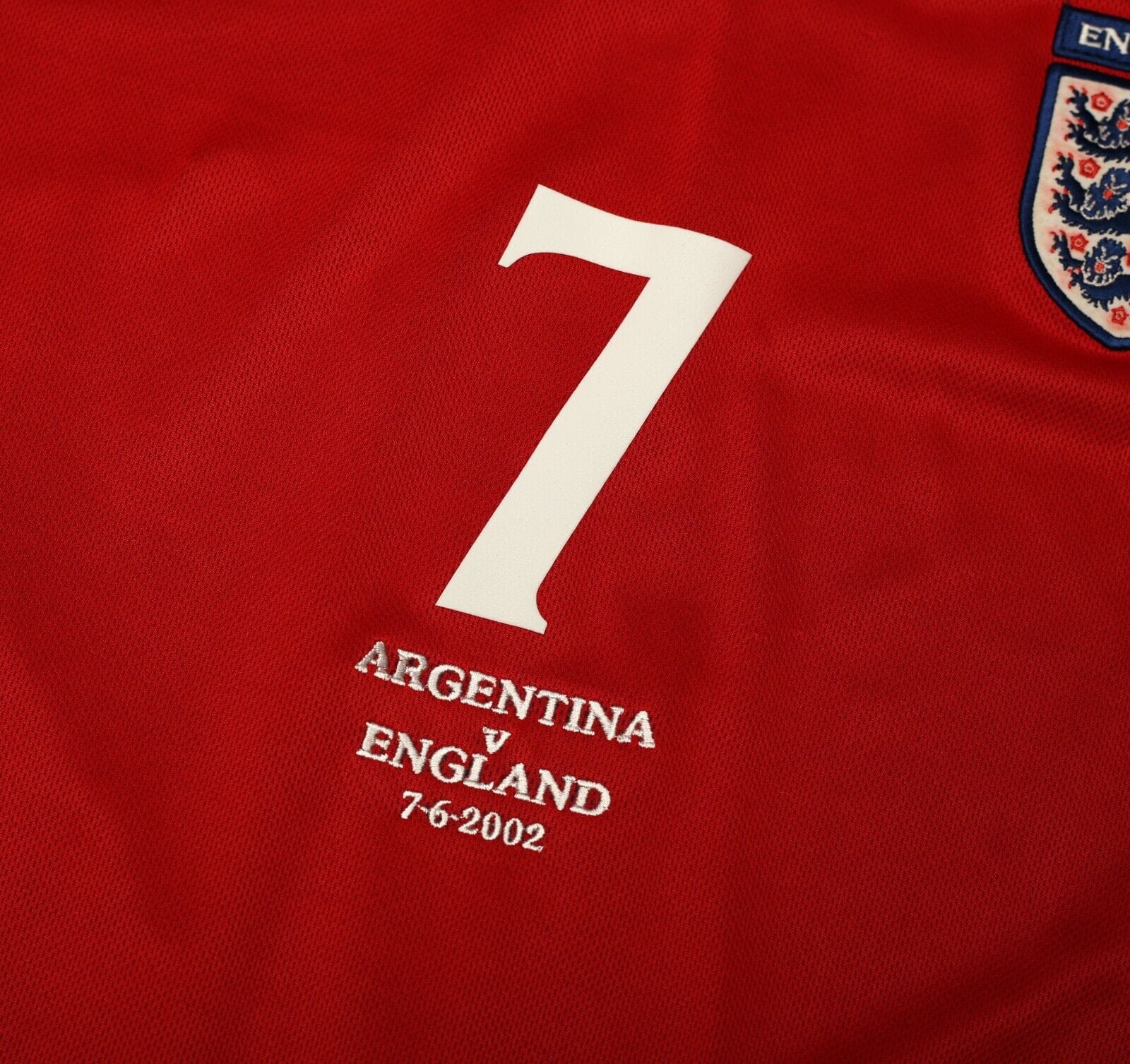 2002/04 BECKHAM #7 England Vintage Umbro Away Football Shirt (L) Argentina WC