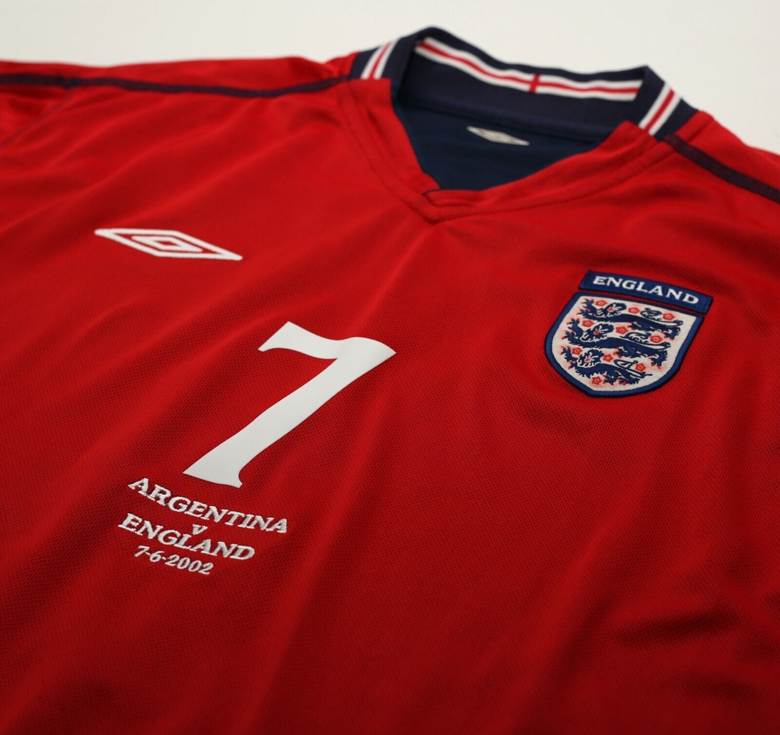 2002/04 BECKHAM #7 England Vintage Umbro Away Football Shirt (L) Argentina WC
