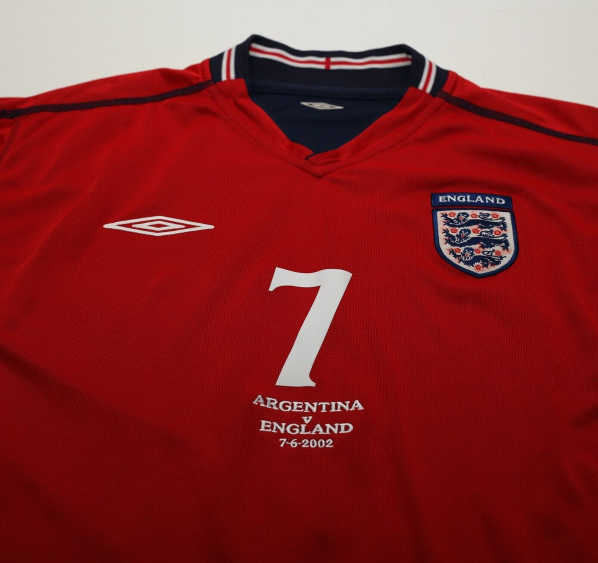 2002/04 BECKHAM #7 England Vintage Umbro Away Football Shirt (L) Argentina WC