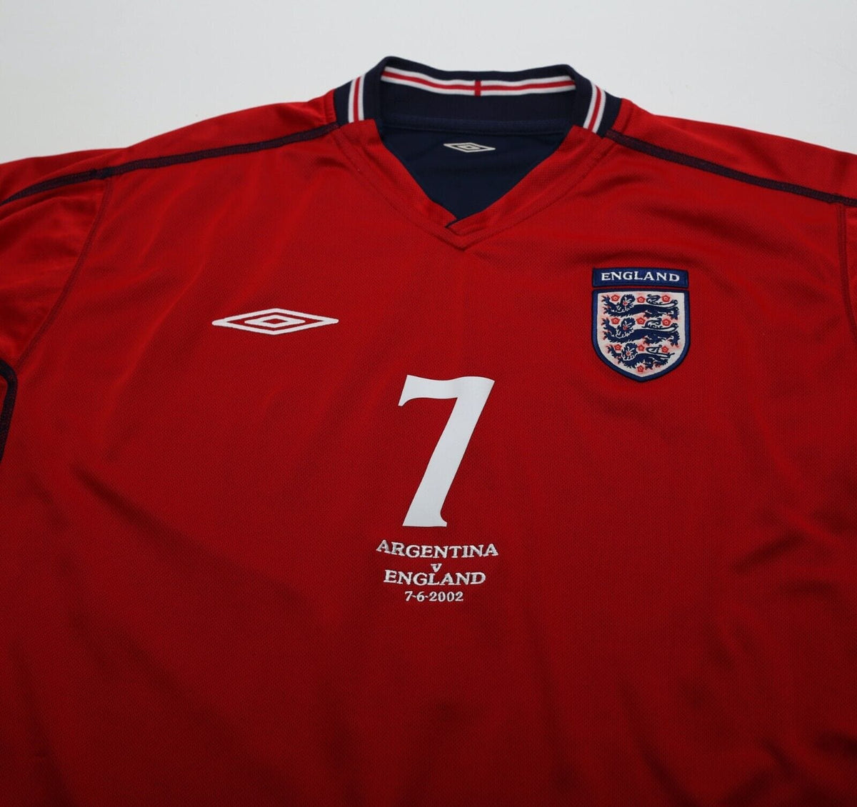 2002/04 BECKHAM #7 England Vintage Umbro Away Football Shirt (L) Argentina WC
