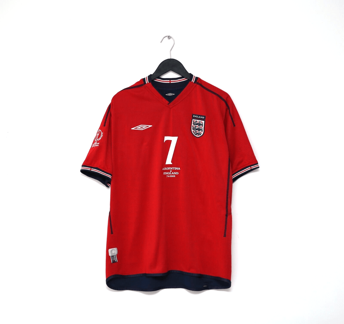 2002/04 BECKHAM #7 England Vintage Umbro Away Football Shirt (L) Argentina WC