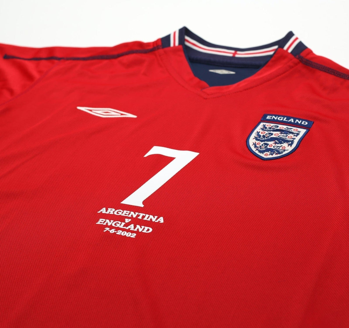 2002/04 BECKHAM #7 England Vintage Umbro Away Football Shirt (L) Argentina WC