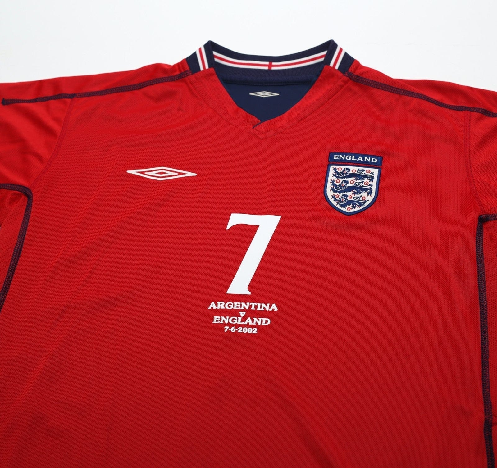 2002/04 BECKHAM #7 England Vintage Umbro Away Football Shirt (L) Argentina WC