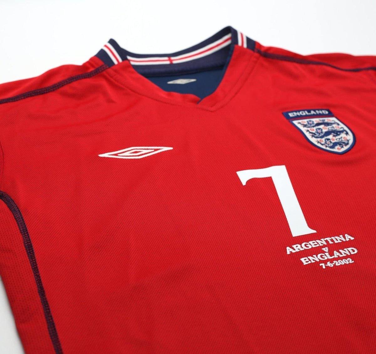 2002/04 BECKHAM #7 England Vintage Umbro Away Football Shirt (L) Argentina WC