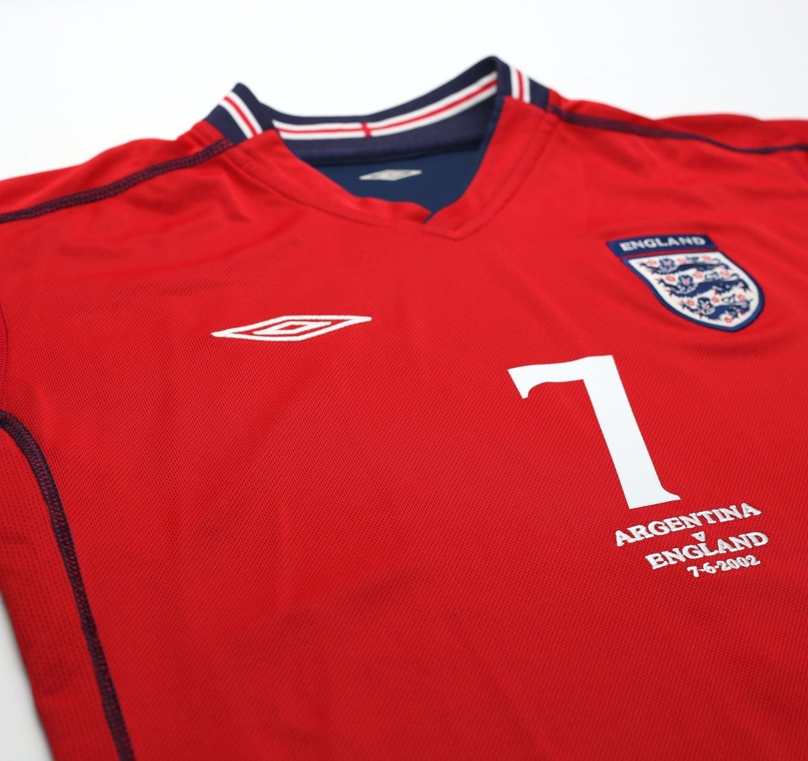 2002/04 BECKHAM #7 England Vintage Umbro Away Football Shirt (L) Argentina WC