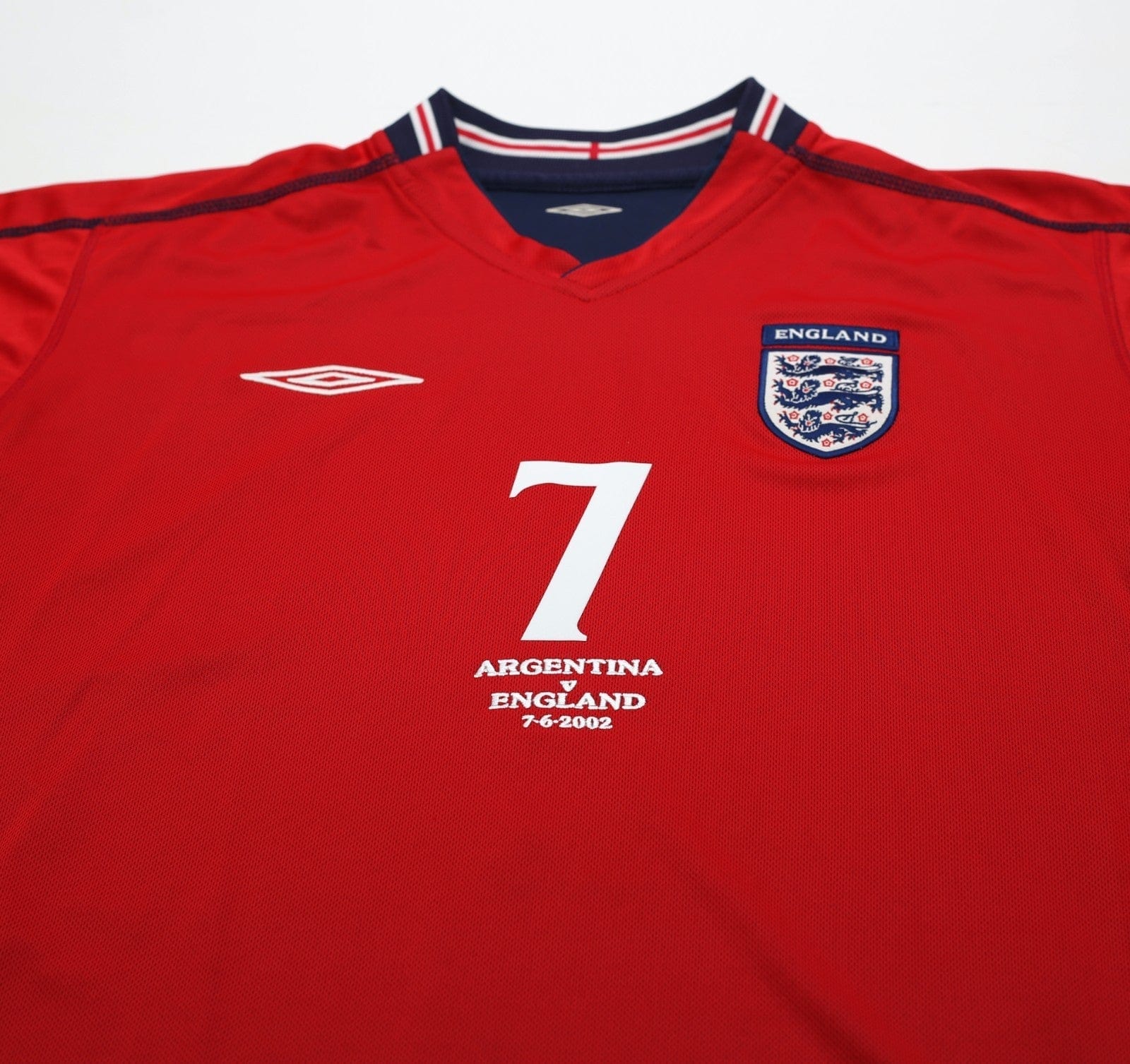 2002/04 Beckham #7 England Vintage Umbro Away Football Shirt (L) Argen