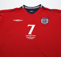 2002/04 BECKHAM #7 England Vintage Umbro Away Football Shirt (L) Argentina WC