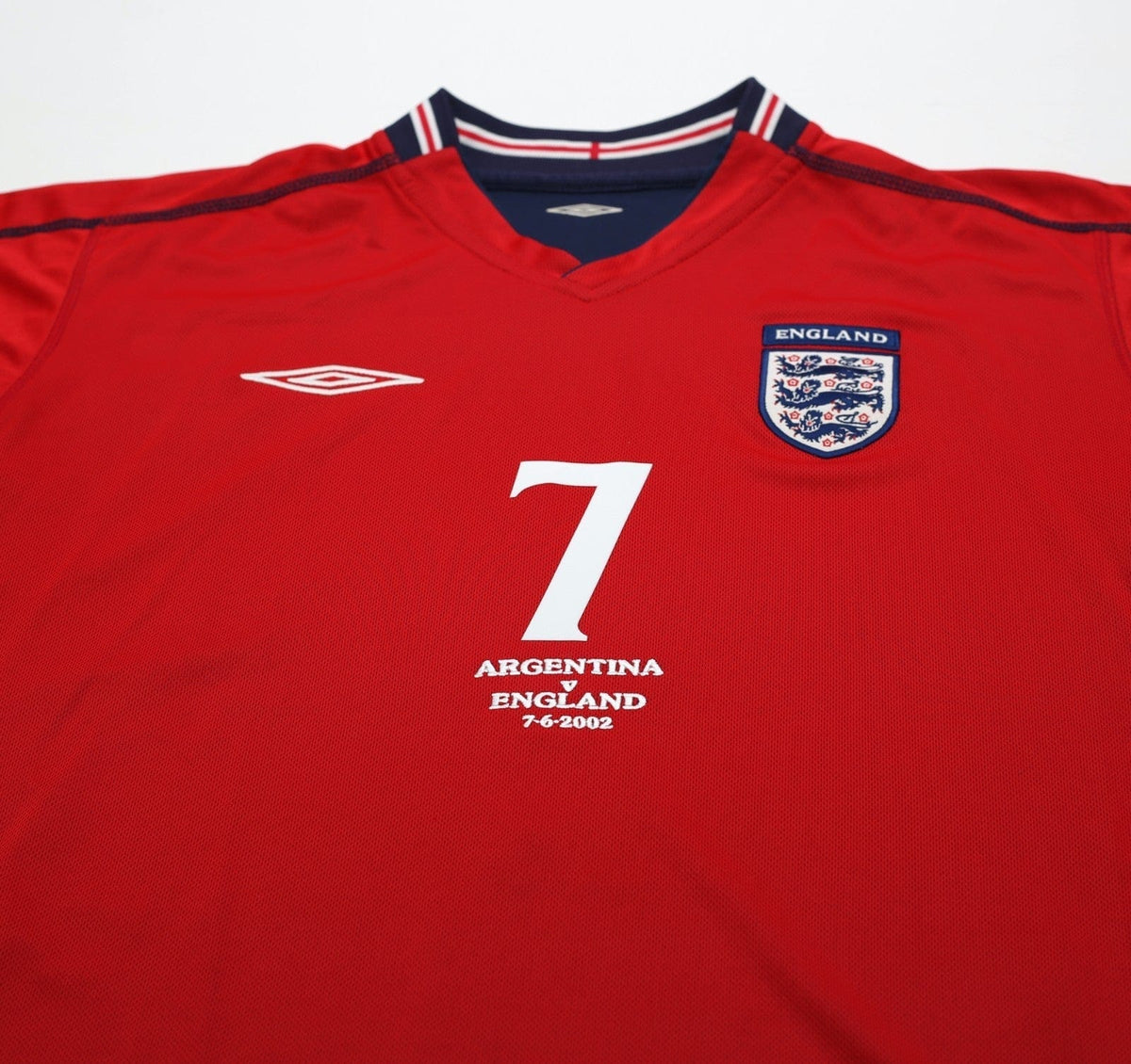 2002/04 BECKHAM #7 England Vintage Umbro Away Football Shirt (L) Argentina WC
