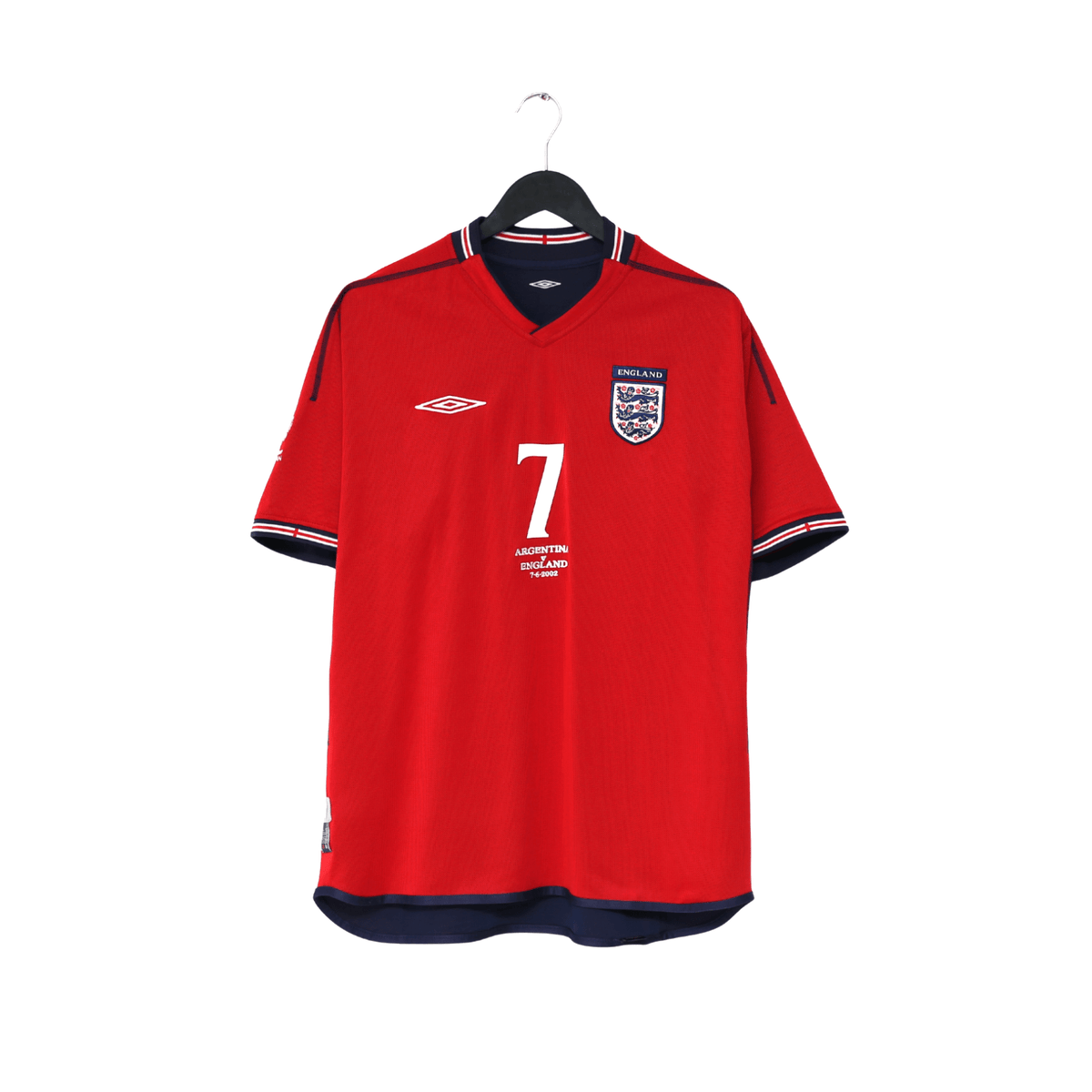 2002/04 BECKHAM #7 England Vintage Umbro Away Football Shirt (L) Argentina WC