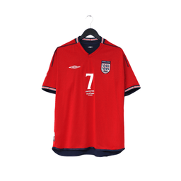 2002/04 BECKHAM #7 England Vintage Umbro Away Football Shirt (L) Argentina WC