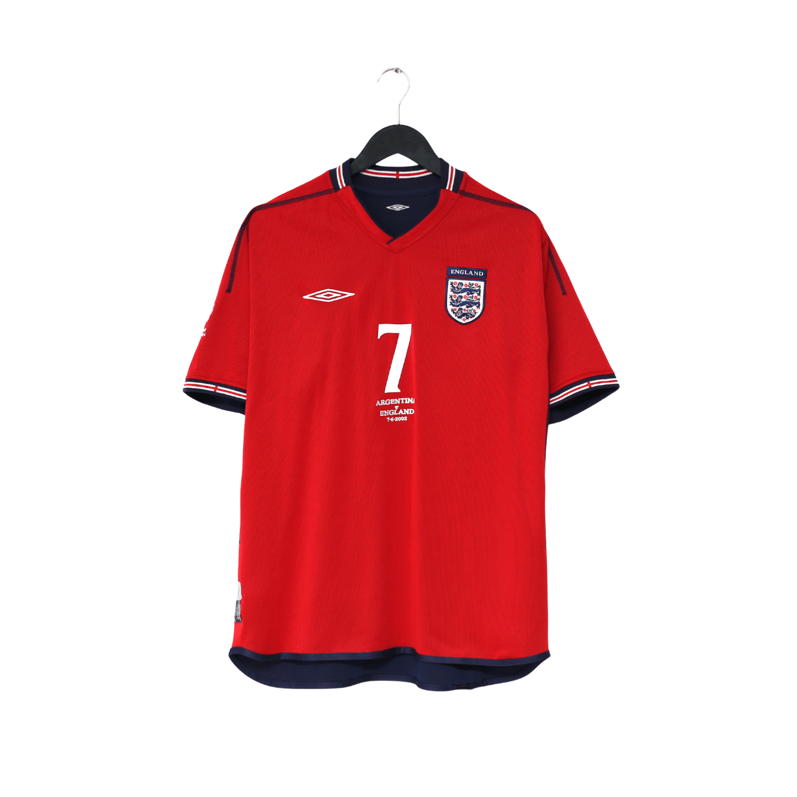2002/04 BECKHAM #7 England Vintage Umbro Away Football Shirt (L) Argentina WC