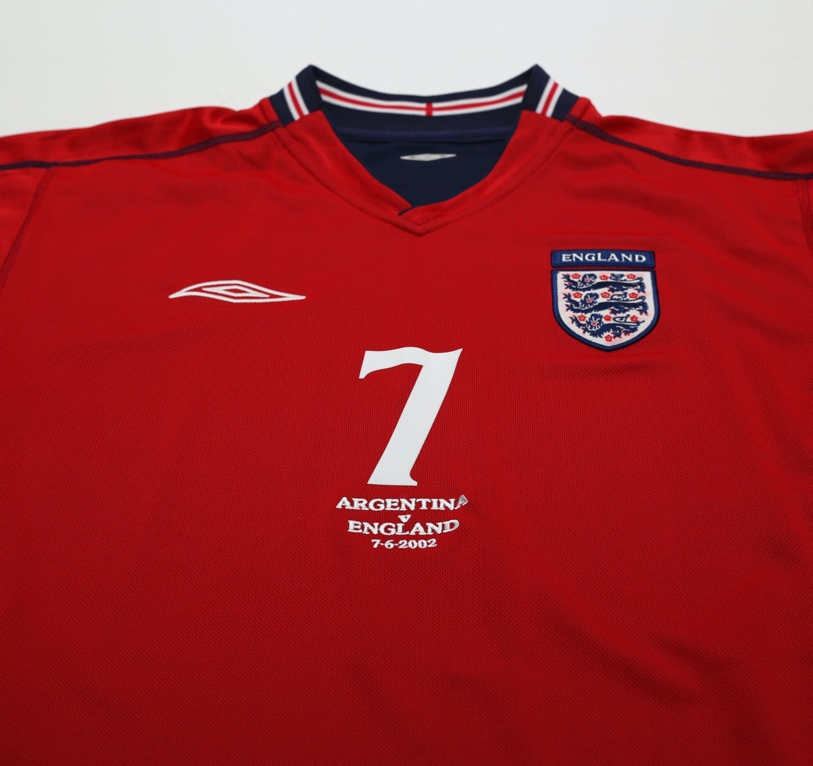 2002/04 BECKHAM #7 England Vintage Umbro Away Football Shirt (L) Argentina WC