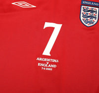 2002/04 BECKHAM #7 England Vintage Umbro Away Football Shirt (L) Argentina WC