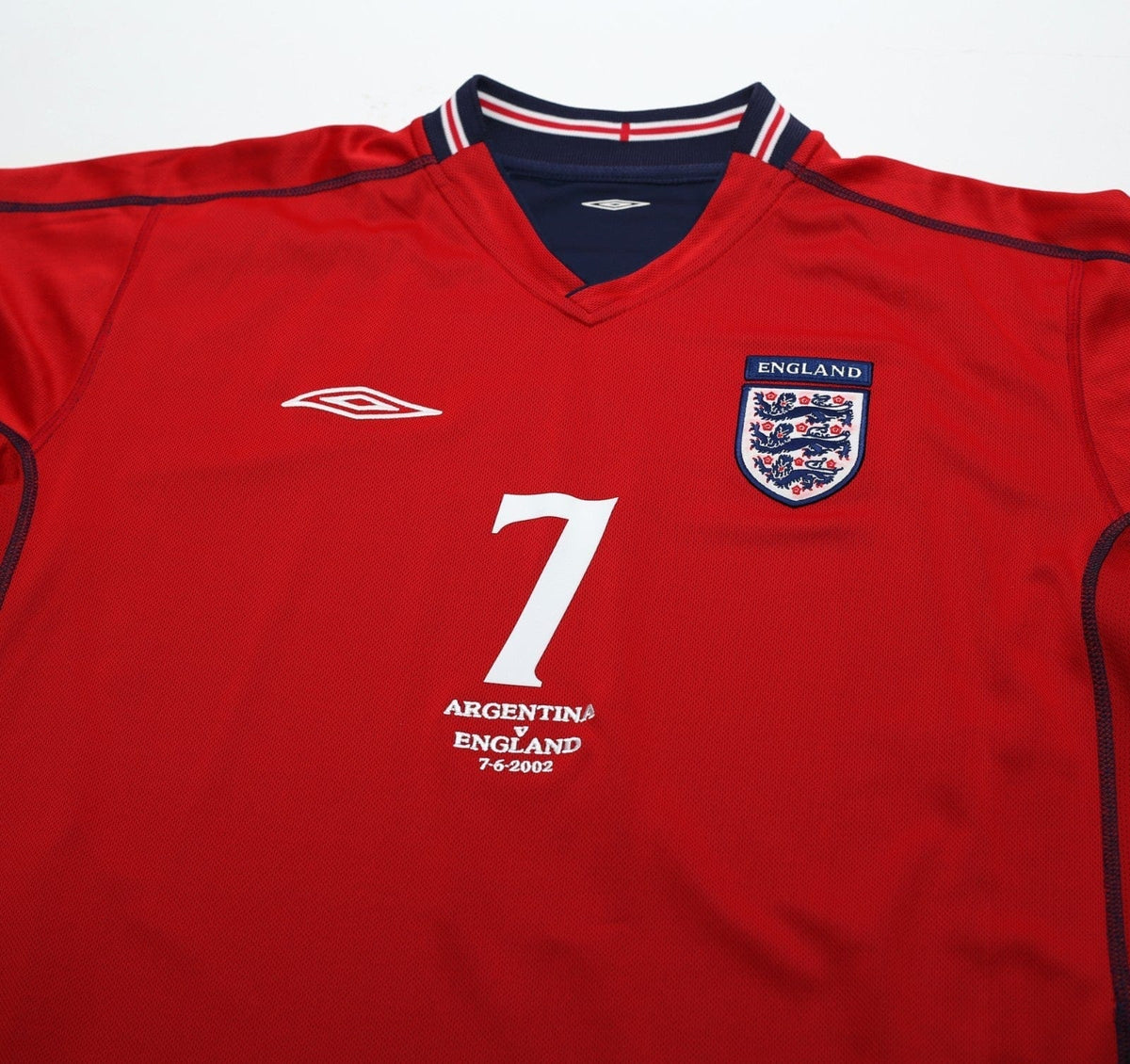 2002/04 BECKHAM #7 England Vintage Umbro Away Football Shirt (L) Argentina WC