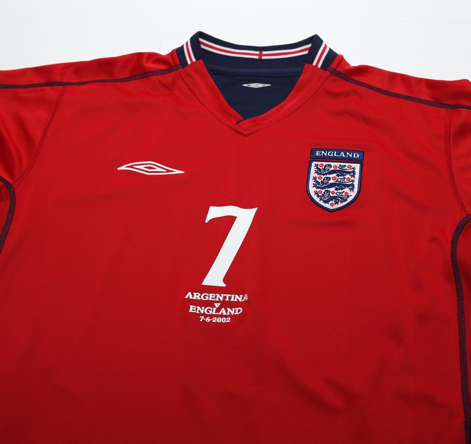2002/04 BECKHAM #7 England Vintage Umbro Away Football Shirt (L) Argentina WC