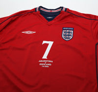2002/04 BECKHAM #7 England Vintage Umbro Away Football Shirt (L) Argentina WC