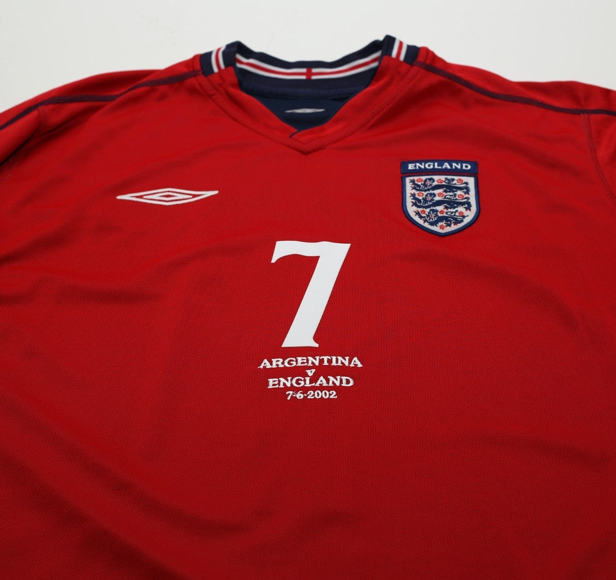 2002/04 BECKHAM #7 England Vintage Umbro Away Football Shirt (L) Argentina WC