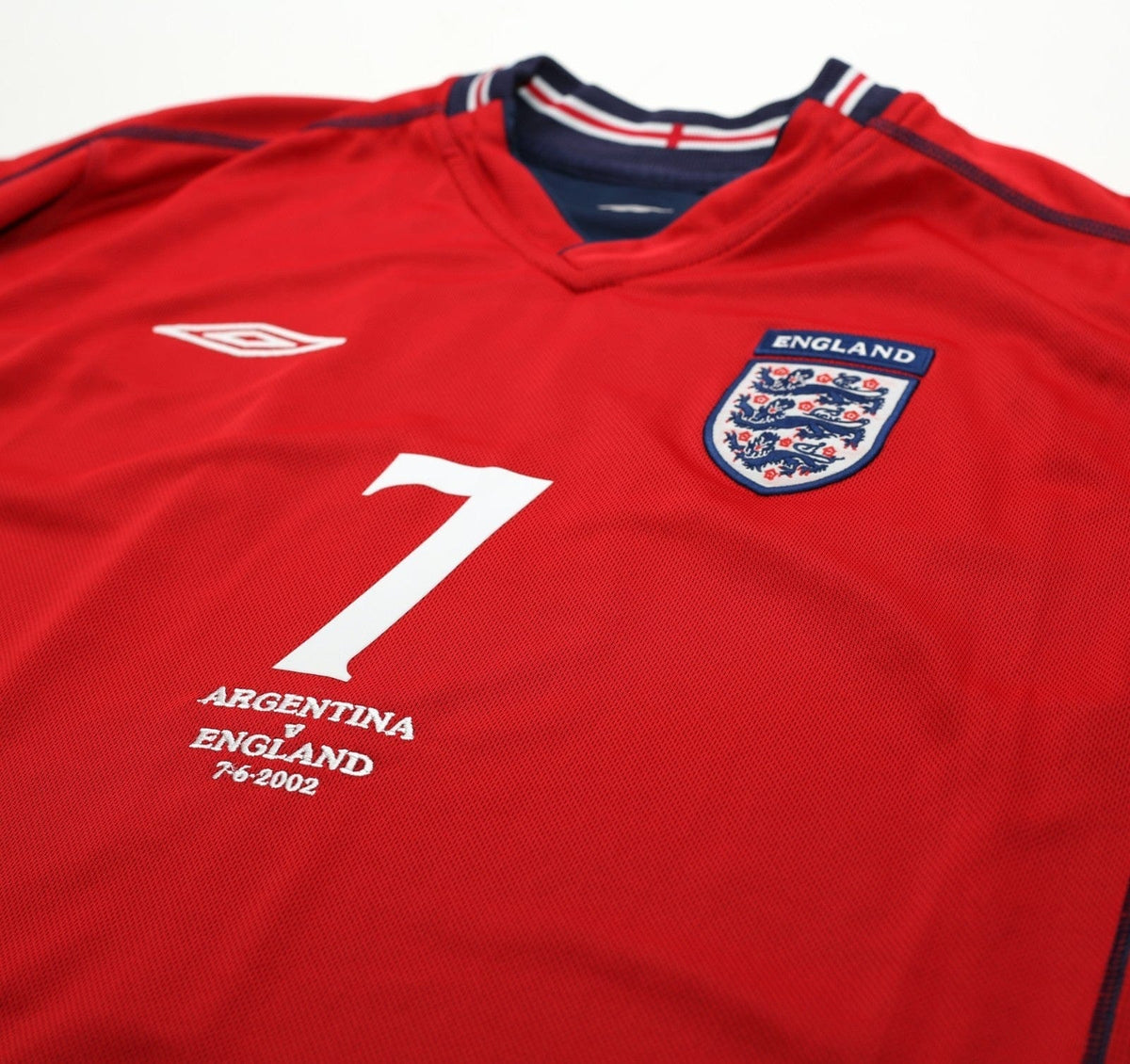 2002/04 BECKHAM #7 England Vintage Umbro Away Football Shirt (L) Argentina WC
