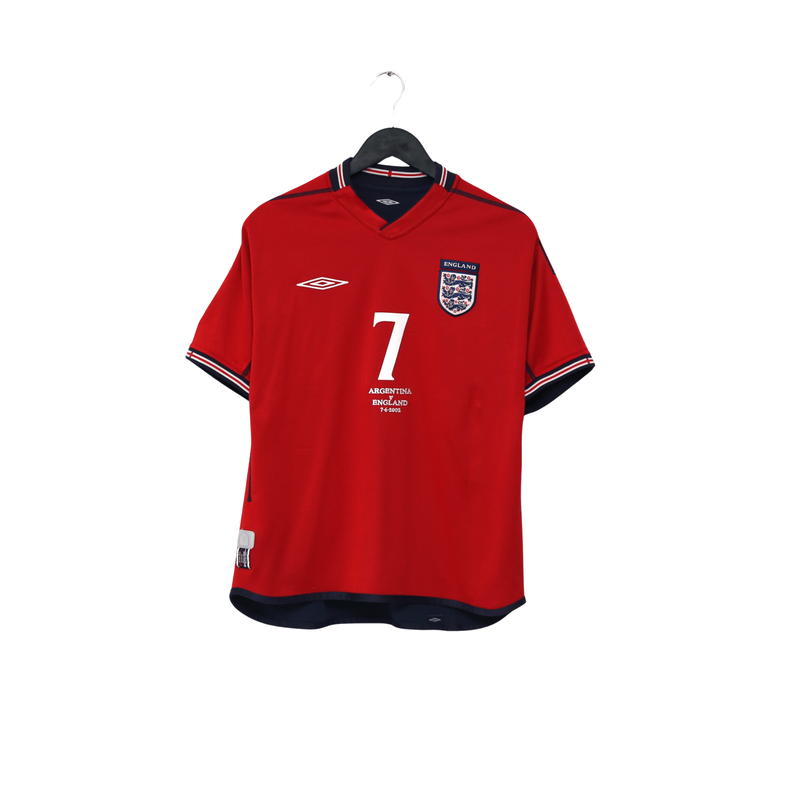 2002/04 Beckham #7 England Vintage Umbro Away Football Shirt (M) Argentina WC
