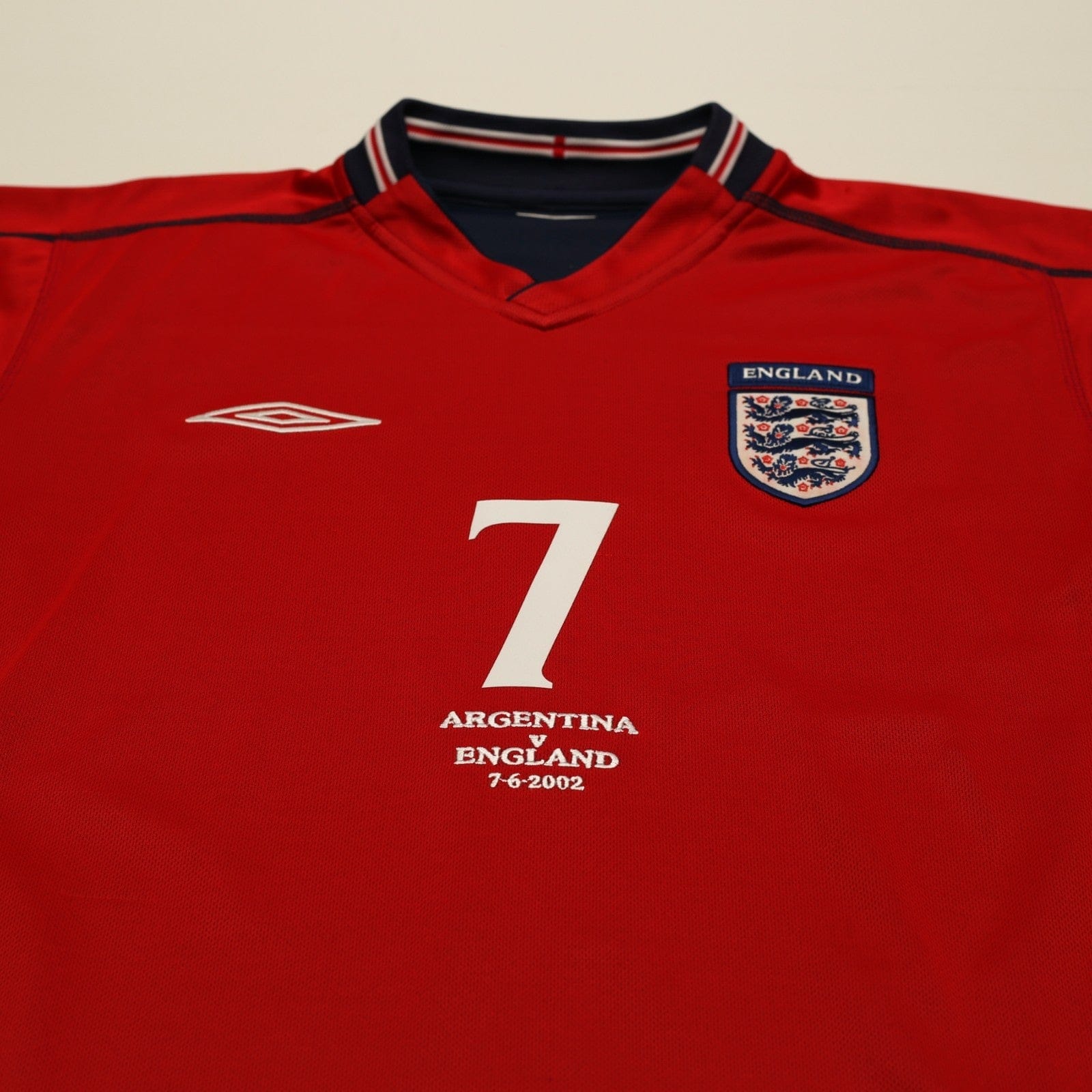 2002/04 Beckham #7 England Vintage Umbro Away Football Shirt (M) Argentina WC