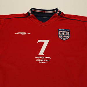 2002/04 Beckham #7 England Vintage Umbro Away Football Shirt (M) Argentina WC