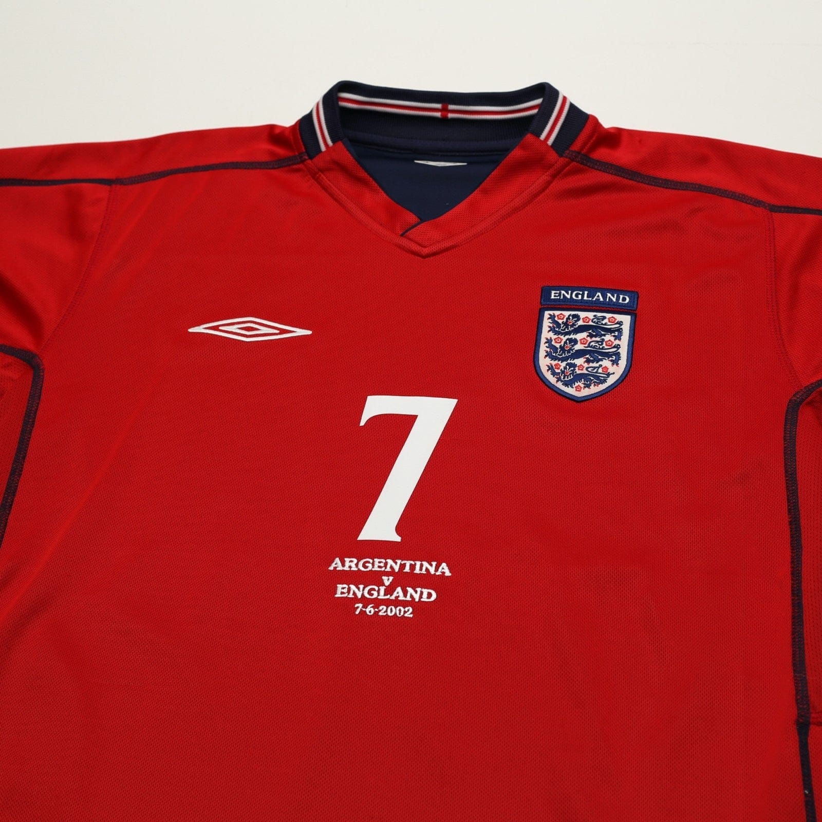 2002/04 Beckham #7 England Vintage Umbro Away Football Shirt (M) Argentina WC