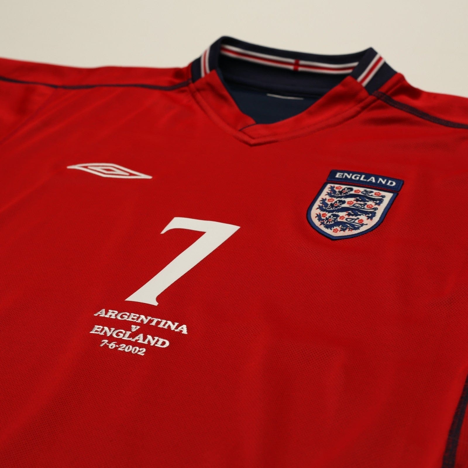 2002/04 Beckham #7 England Vintage Umbro Away Football Shirt (M) Argentina WC