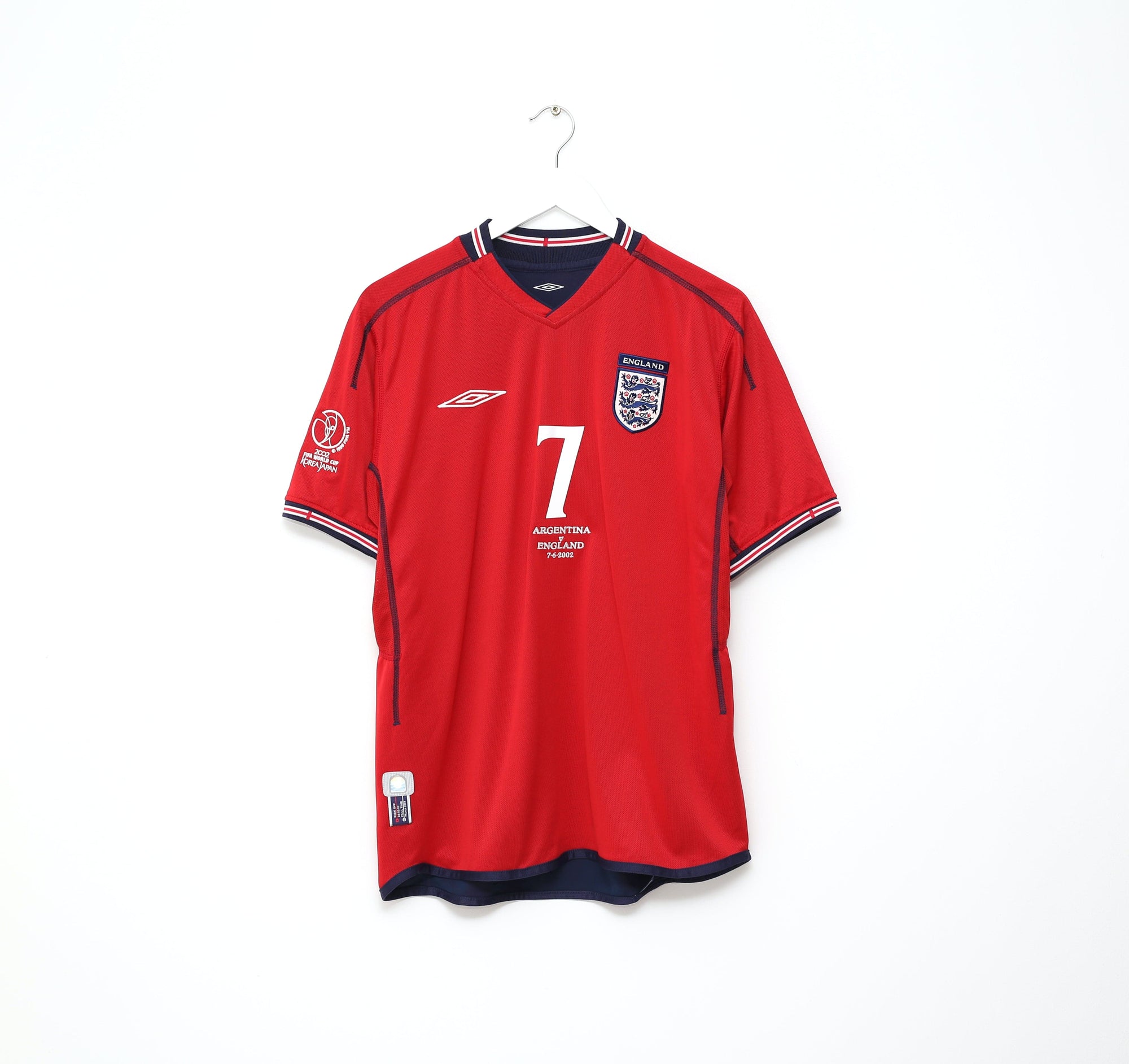 2002/04 BECKHAM #7 England Vintage Umbro Away Football Shirt (M) Argentina WC