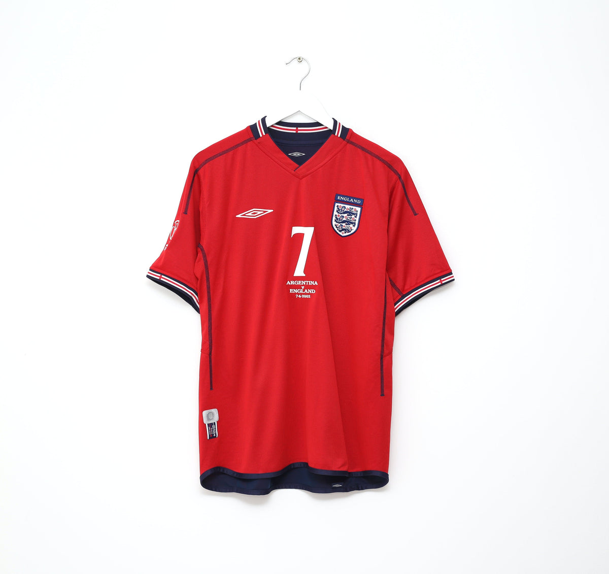 2002/04 BECKHAM #7 England Vintage Umbro Away Football Shirt (M) Argentina WC