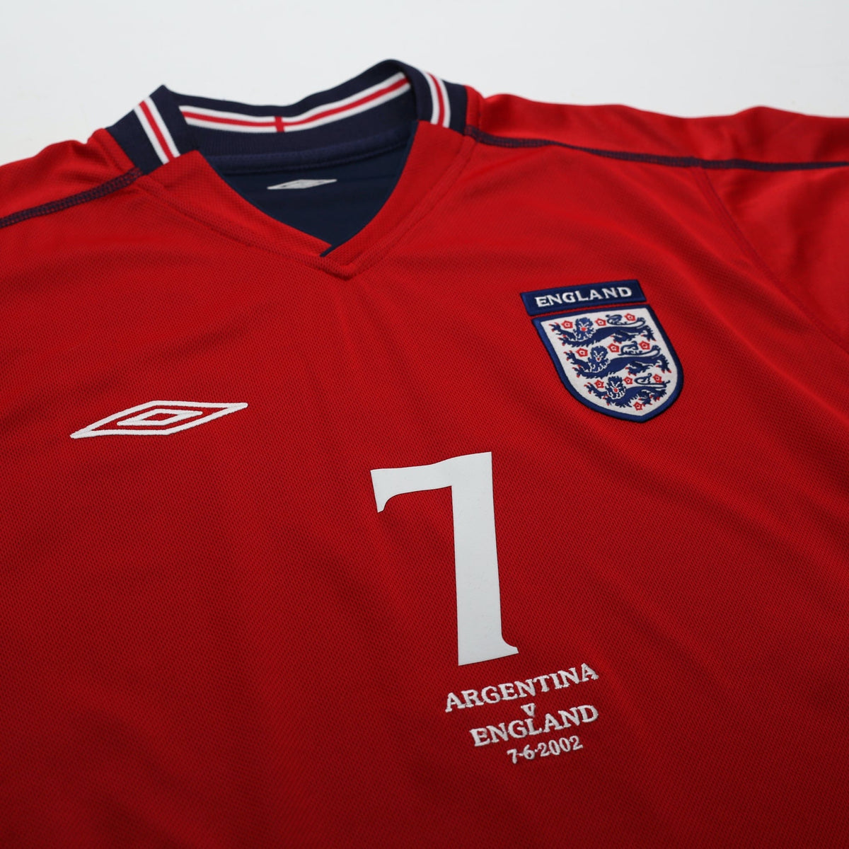 2002/04 BECKHAM #7 England Vintage Umbro Away Football Shirt (S) Argentina WC