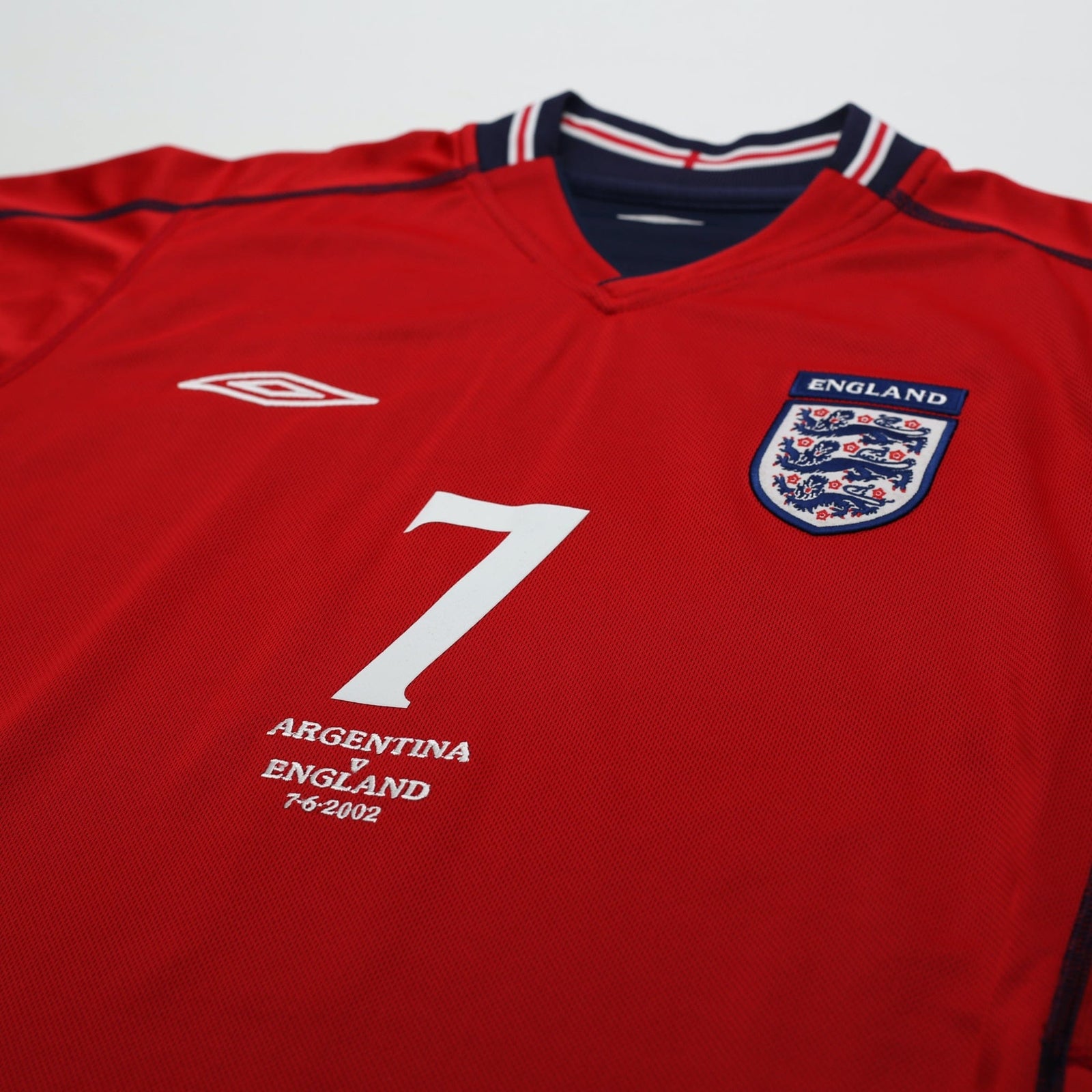 2002/04 BECKHAM #7 England Vintage Umbro Away Football Shirt (S) Argentina WC