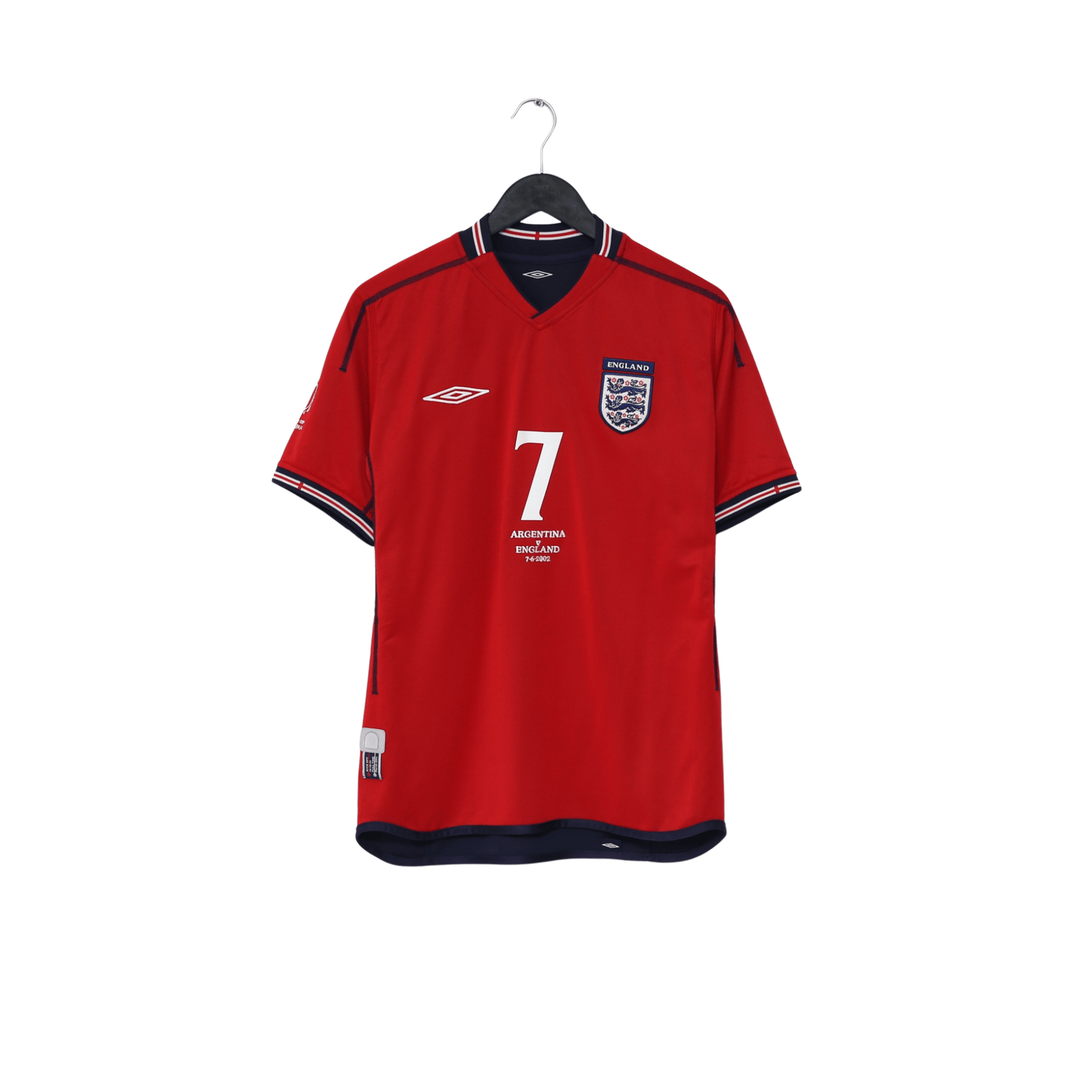 2002/04 BECKHAM #7 England Vintage Umbro Away Football Shirt (S) Argentina WC