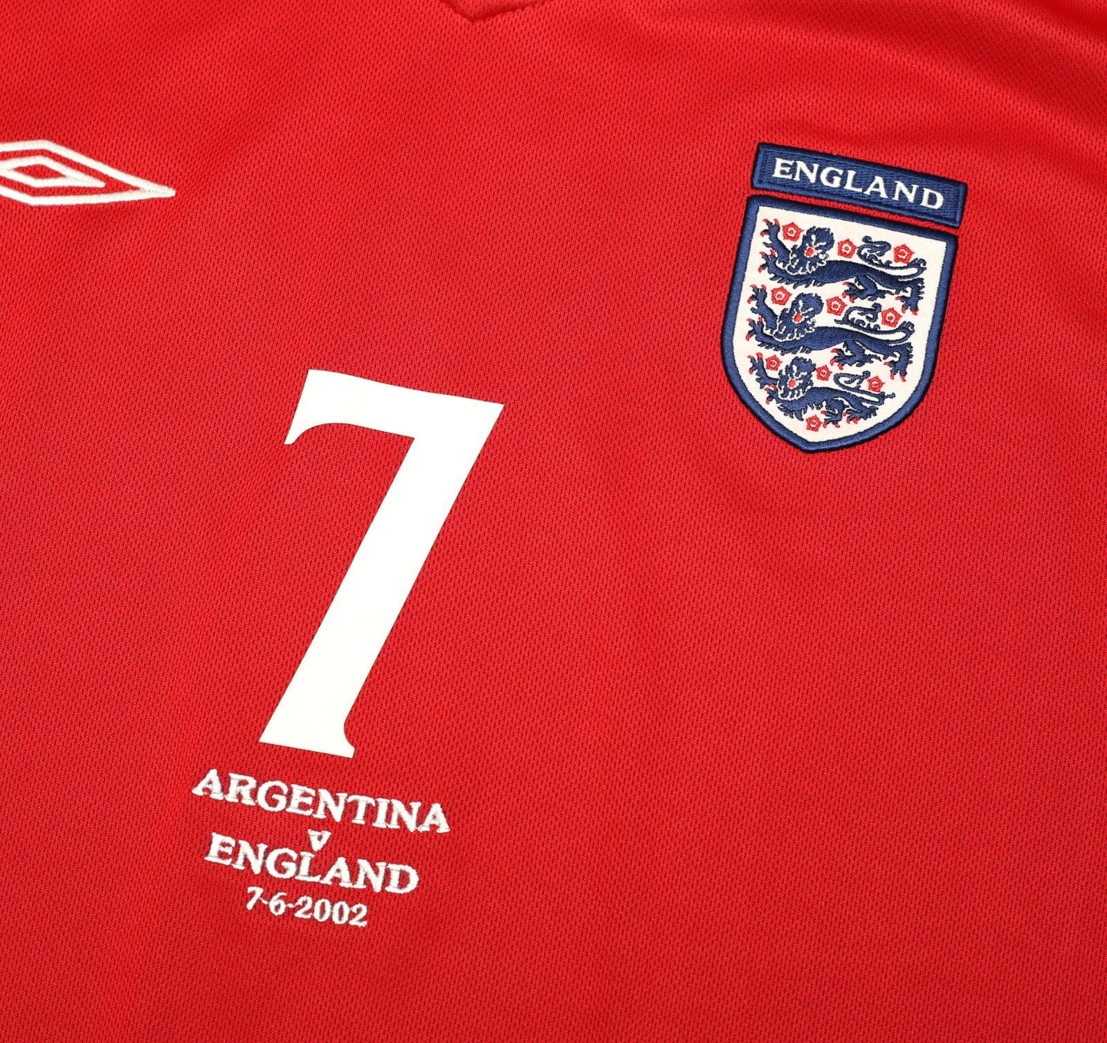 2002/04 BECKHAM #7 England Vintage Umbro Away Football Shirt (XL) Argentina WC