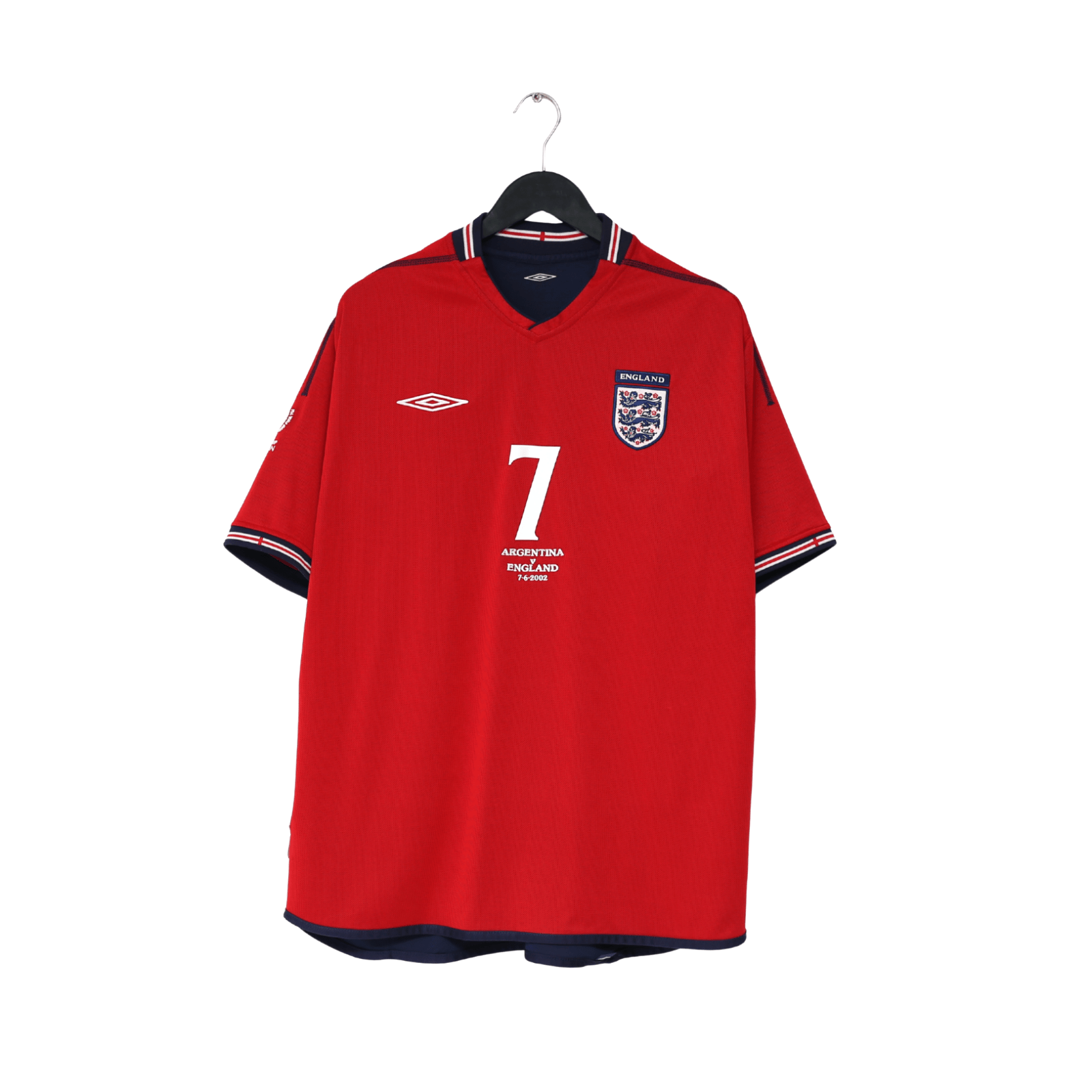 2002/04 BECKHAM #7 England Vintage Umbro Away Football Shirt (XL) Argentina WC