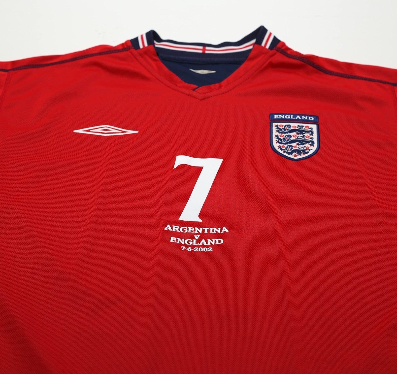 2002/04 BECKHAM #7 England Vintage Umbro Away Football Shirt (XL) Argentina WC