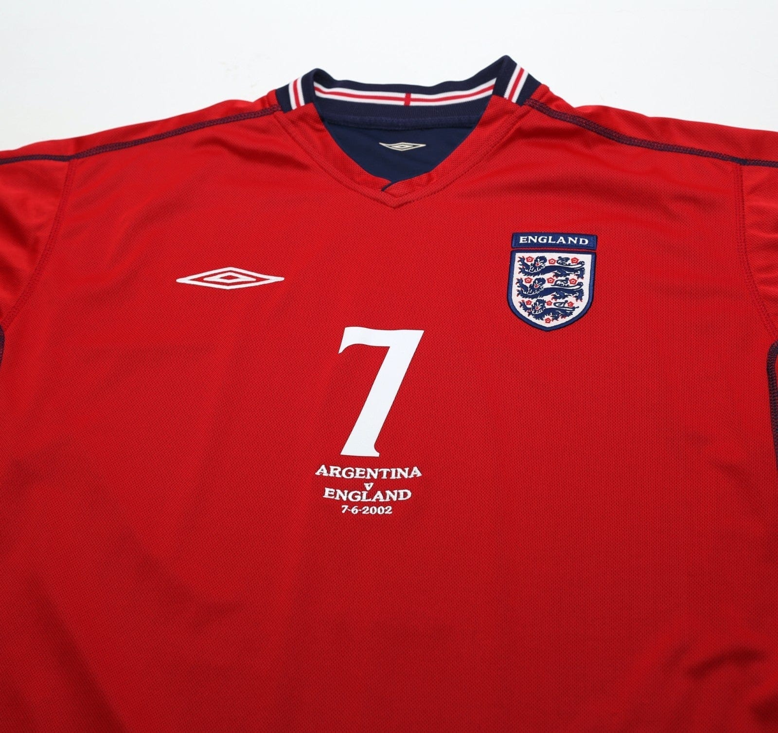 2002/04 BECKHAM #7 England Vintage Umbro Away Football Shirt (XL) Argentina WC