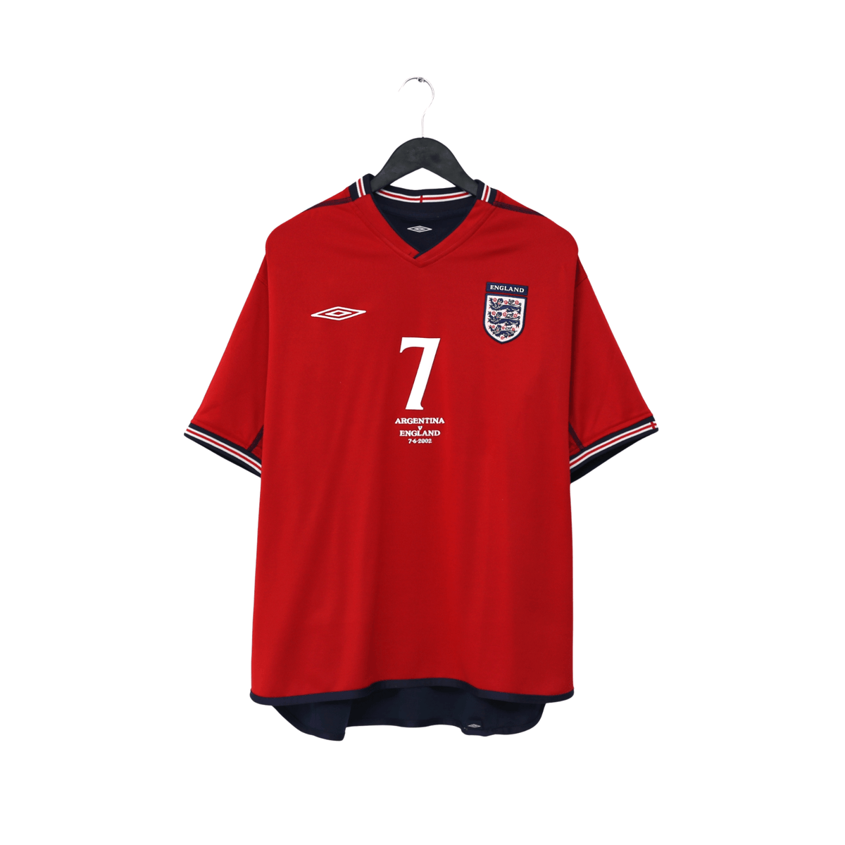 2002/04 Beckham #7 England Vintage Umbro Away Football Shirt (XL) Argentina WC