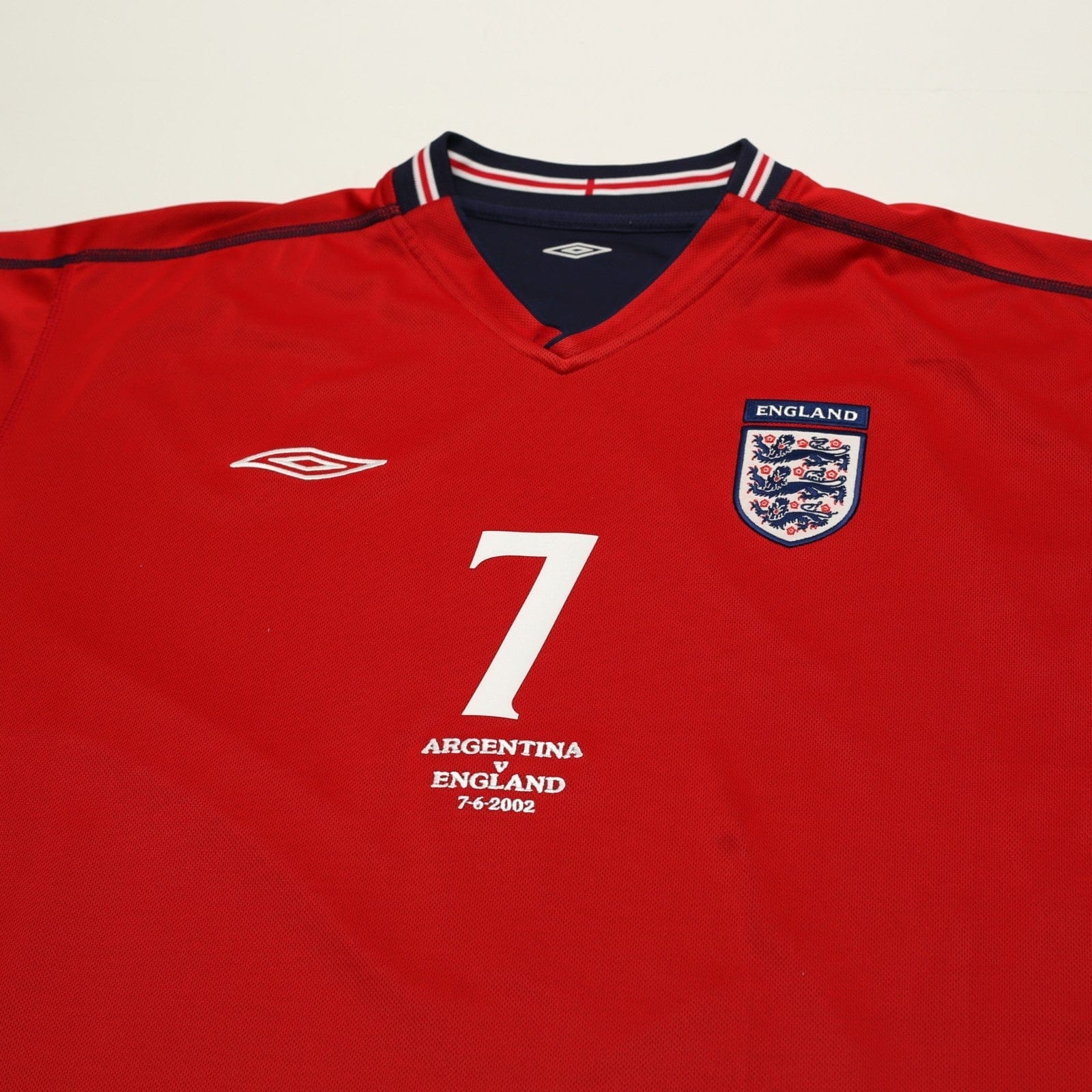 2002/04 Beckham #7 England Vintage Umbro Away Football Shirt (XL) Argentina WC