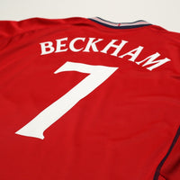 2002/04 Beckham #7 England Vintage Umbro Away Football Shirt (XL) Argentina WC