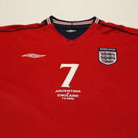 2002/04 Beckham #7 England Vintage Umbro Away Football Shirt (XL) Argentina WC