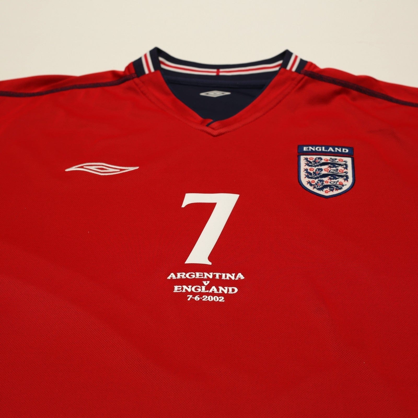 2002/04 Beckham #7 England Vintage Umbro Away Football Shirt (XL) Argentina WC