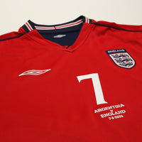 2002/04 Beckham #7 England Vintage Umbro Away Football Shirt (XL) Argentina WC